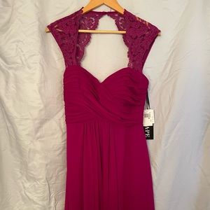 Purple dress with lace sleeves